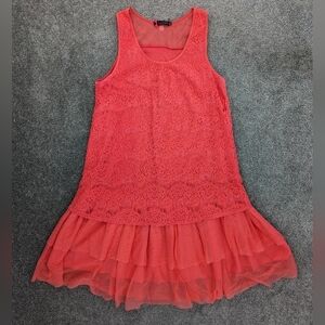 LOLITAS&L coral color lace tiered sleeveless dress size Medium